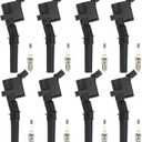 Ignition Coil Pack + Iridium Spark Plugs for Ford E150 E250 E350 Econoline Club Wagon F150 F250 F350 Super Duty Lincoln Navigator, DG508 DG481 DG491, 8 Sets
