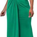 Memoriesea Women's Elegant Sleeveless One Shoulder Bodycon Evening Cocktail Maxi Dress (Large, Green)
