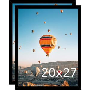 20x27 Picture Frame Set of 2 Black for Puzzles Poster Photo Picture, Horizontal and Vertical Formats for Wall Hanging, 20 x 27 Wall Gallery Puzzles Frame for 20 by 27 Photos Posters, 2 Pack,Black