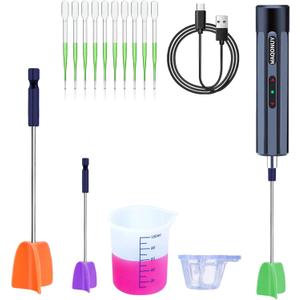 Rechargeable Epoxy Resin Mixer,USB Handheld Electric Resin Mixer for Mixing Epoxy Without Bubbles, Resin Stirrer for Tumblers Epoxy, Resin Molds, Glazes and Paint (Grey) (White)