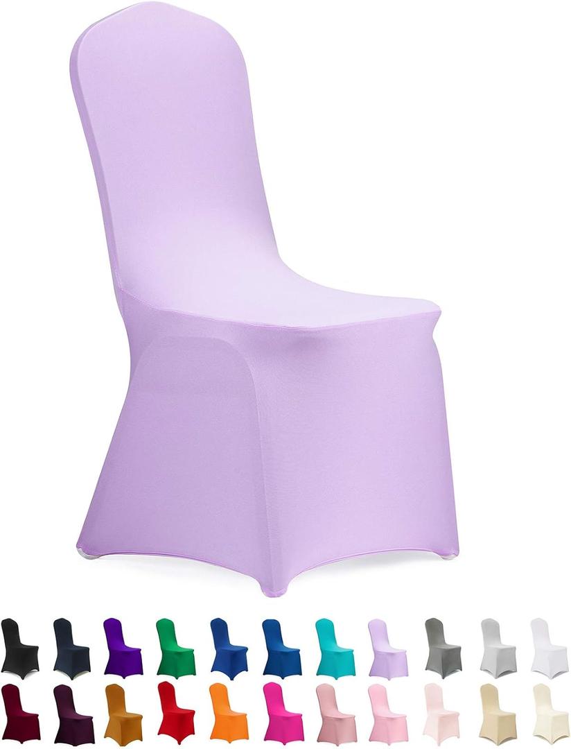 Peomeise Stretch Spandex Chair Cover for Wedding Party Dining Banquet Event (Lavender, 12)
