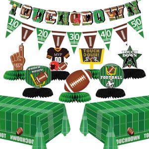 Football Party Decorations,Honeycomb Centerpieces,Triangular flags and rugby-themed and Football Tablecloth, Football Birthday Party Tailgate Party Decorations