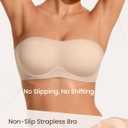 Strapless Bras for Women No-Slip Bandeau Push Up Wireless Comfy Seamless No Underwire Padded Jelly Tube Top Bra (Beige), M