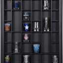 Gallery Solutions - Black Wall-Mounted - Curio & Shot Glass Display Case - 17"x32" Glass Door - Bar Accessories - Collectible - Miniature Glassware - Bar Accessories