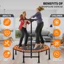 CLORIS 48in Folding Trampoline - Max Load 220lbs / 450lbs Trampoline Rebounder Trampoline with Adjustable Foam Handle, with safty Padded Cover Best Gift
