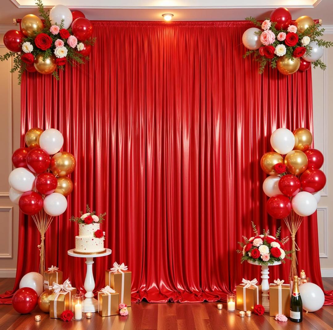 10ftx10ft Red Sequin Backdrop Curtain for Parties, Wrinkle Free Thick Glitter Sparkle Photo Backdrop Drapes 2 Panels 5x10FT Shimmer Back Drop Cloth for Christmas Wedding Photography Background