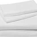 Amazon Basics Soft, Breathable, Wrinkle-Free Microfiber 4-Piece Bed Sheet Set, Full Size, Bright White Striped