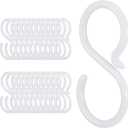 24pcs Quiet Plastic S Hooks for Hanging, Multi-Purpose Abs Hooks for Closet, Shower Rod, Plant, Pot and Pan, Coffee Mug, Easy Twist & Rust-Free Holds Hook Outdoor Lights - White (2.4  1.22 In)
