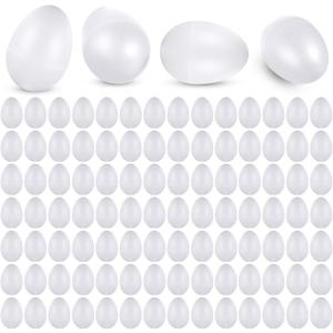 Yeshone 100 Pieces Egg Shakers Bulk Musical Instruments Percussion Maracas Egg for Kids Toys Plastic Shaker for Learning DIY Painting, Classroom Music, Rhythm(White)