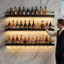 59IN Wall Mounted Wine Rack with LED Lights(Black), 59IN/150CM