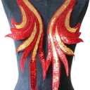 2 Pcs Royal Blue Gold Sequin Lace Fabric Embroidered Gown Appliques Noble Sexy Collar Sew Patches for DIY Wedding Dress Dcor (red)