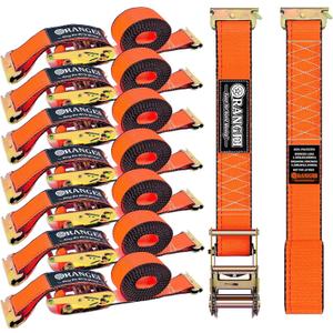 ORANGEE 8 Pack 15FT x 2IN E Track Ratchet Strap 4500lb Breaking Strength for Container, Cargo Vans, Trailer Load Hi Visible Neon Orange Color