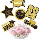 3 x Graduation Cake Toppers 2026, 30 Pcs Gold Glitter Congrats Grad Decorations, Class of 2026 Party Supplies, You Did It Graduation Cupcake Toppers for Graduation Party Decor