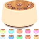 Color Noise Sound Machines with 10 Colors Night Light 25 Soothing Sounds and Sleep White Noise Machine 32 Volume Levels 5 Timers Adjustable Brightness Memory Function for Adult Kid Baby (Wood Grain)