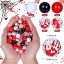 2 x Whaline 150Pcs Halloween Wood Beads Set Red Black White Wooden Focal Beads Blood Splash Wood Beads Halloween Craft Spacer Beads for DIY Decoration Supplies Bead Garland Making