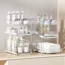 Delamu 2 Sets of 3-Tier Bathroom Under Sink Organizers and Storage, Multi-Purpose Stackable Pantry Organization and Storage, Pull Out Clear Kitchen Bathroom Cabinet Organizer with Movable Dividers | Storage, Multi-Purpose, Stackable, Pantry Organization, Pull Out, Movable Dividers