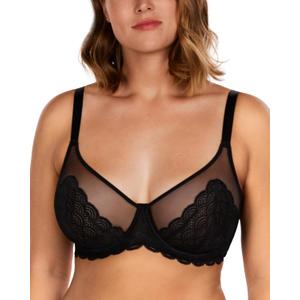 HSIA Minimizer Bras for Women Large Bust Full Coverage Lace Plus Size Bra - Mermaid Scales (38DD, Black)