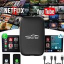 5-in-1 Android Auto Wireless Adapter and Apple CarPlay Adapter, Wireless Carplay Adapter with Netflix YouTube TF Card, Plug & Play, Easy Setup, Magic Video Ai Box for OEM Wired Apple Car Play Cars