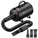 Pet Dryer, 5.2HP/3800W Pet Grooming Dryer with Adjustable Speed and Temperature Control Dog Blow Dryer, Pet Hair Dryer with 3 Nozzle (Black)