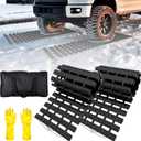 BASHIK Portable Recovery Traction Mat Tracks for Car/Truck in Mud, Snow, IceSand Emergency Strong Grasping Strength Gloves and 1 Bag Attached2 Pcs 47.5 X 10.6