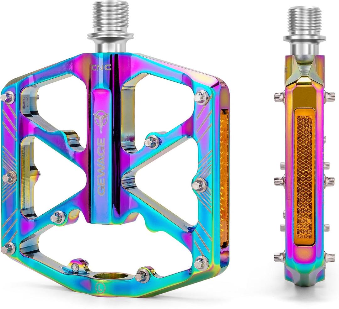 2 x Bike Pedals 9/16 Inch - Bicycle Pedals with Reflectors - 3 Sealed Bearings MTB Pedals Wide Platform Pedals for Mountain Bike, BMX, Road Bike Pedals
