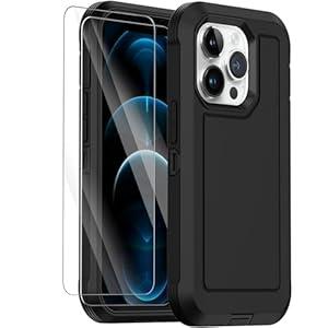 Annymall for iPhone 12 Case/iPhone 12 Pro Case, Heavy Duty Shockproof Drop Protection Military Grade Multi-Layer Rugged Bumpers Protective Phone Cover with 2 Screen Protector 