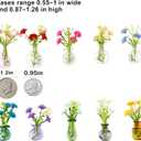 Mini Vase Magnets for Fridge, 10pack Cute Tiny Magnetic Glass Vases Refrigerator Accessories, Real Flowers Pot Magnet, Funny Aesthetic Plant Pot Locker Office Kitchen Decoration, Small Magnet Bud