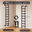 8-Rung Wall Mounted Ladder, Heavy-Duty Metal 8FT Egress Window & Loft Ladder for Basement, Attic Bunk Bed, Fire Escape - 355LBS Load, Matte Black