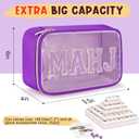 Mahjong Tiles Bag,Empty Thickened American Mahjong Bag with Zipper Suitable for 1.2"(30mm) Standard Size Waterproof Mahjong Storage Case Accessories Gifts for Game Lover Travel Women (Purple)