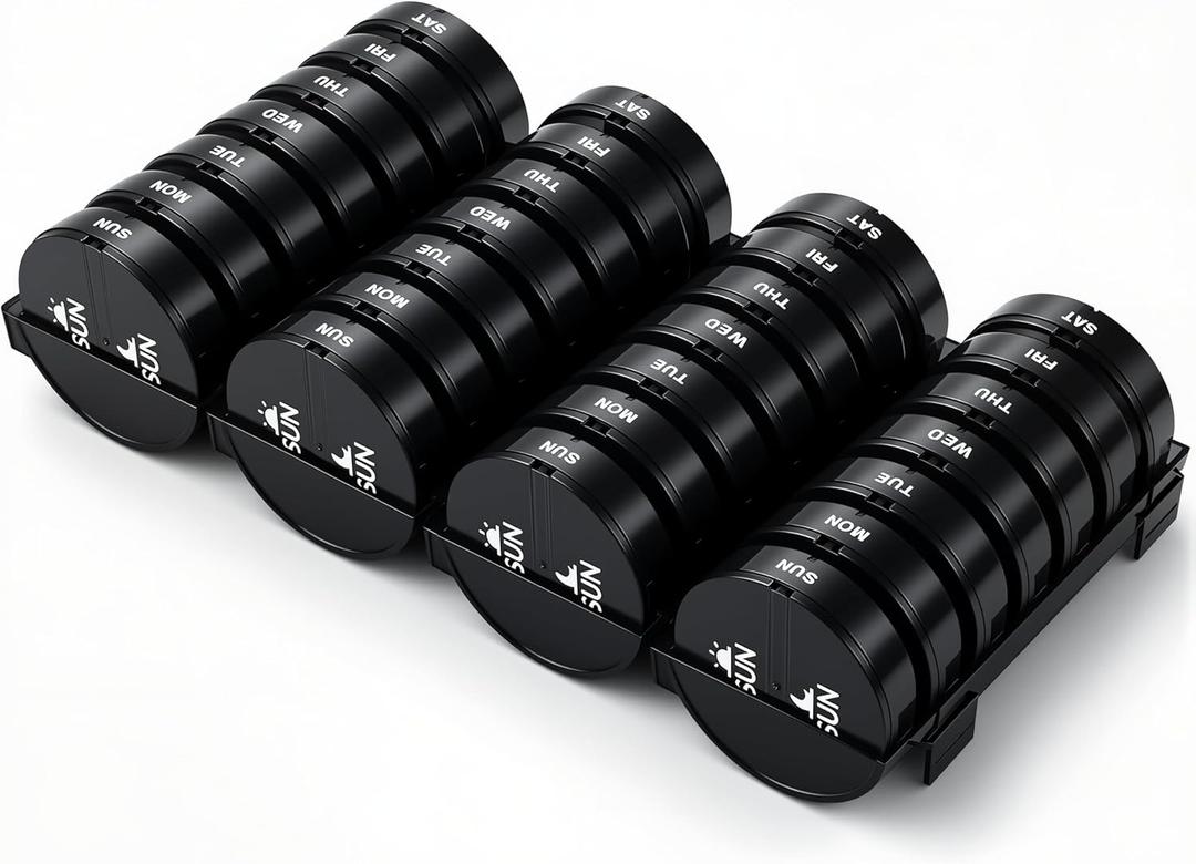 XL Monthly Pill Organizer 2 Times A Day, AM/PM One Month Pill Box 28 Day,Daily Pill Case Large 4 Week Big Compartments for Pills Vitamin Fish Oil Supplements (Black)