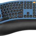 ProtoArc Ergonomic Wireless Keyboard Mouse, EKM01 Plus Full Size Ergo Bluetooth Keyboard Mouse Combo, Split Design, Wrist Rest, Multi-Device, Rechargeable, for Windows/Mac OS - Blue