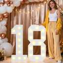 Pooqla 2.4FT Light Up Numbers for 18th Birthday Decorations for Girls Boys, Marquee Numbers 2.4 Feet Tall Party Decor for Her Him, Mosaic Big Sign 18 Year Old Anniversary Backdrop, Large Number 18