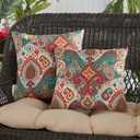 Greendale Home Fashions Outdoor 17-inch Square Decorative Throw Pillow, 2-Pack, Painted Desert 2 Count