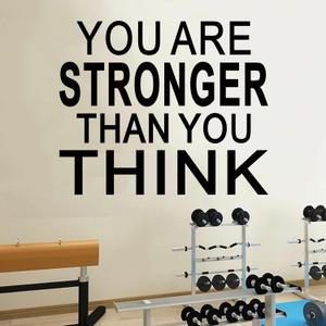 2 x AnFigure Large Inspirational Gym Wall Stickers Fitness Motivational Quotes Wall Decals Sports Workout Art Vinyl Home Decor You are Stronger Than You Think 24"X20"