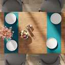 2 x Encasa XO Table Runner 13x36 in Long | Cotton Canvas Fabric | Azul Blue Solid Color | Machine Washable & Durable
