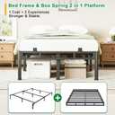 ROIL 22 Inch Queen Size Bed Frame, Metal Bed Frame & Box Spring 2 in 1 Platform with Round Corner Legs, 4000LBS Double Layer Bed Frame with Headboard Holes Mattress Baffles, Noise-Free Easy Assembly