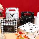 2 x 24Pcs Black Bow Treat Boxes Party Supplies Bow Party Favors Goodie Boxes Coquette Gift Boxes Bows Theme Treat Candy Box for Girls Birthday Bachelorette Engagement Baby Shower Black Party Decorations