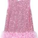 Tutu.kk Toddler Girls Sequin Dress A-Line Sparkly Sleeveless Wedding Gown Party Dresses for Girls, 4-5T, 1-pink
