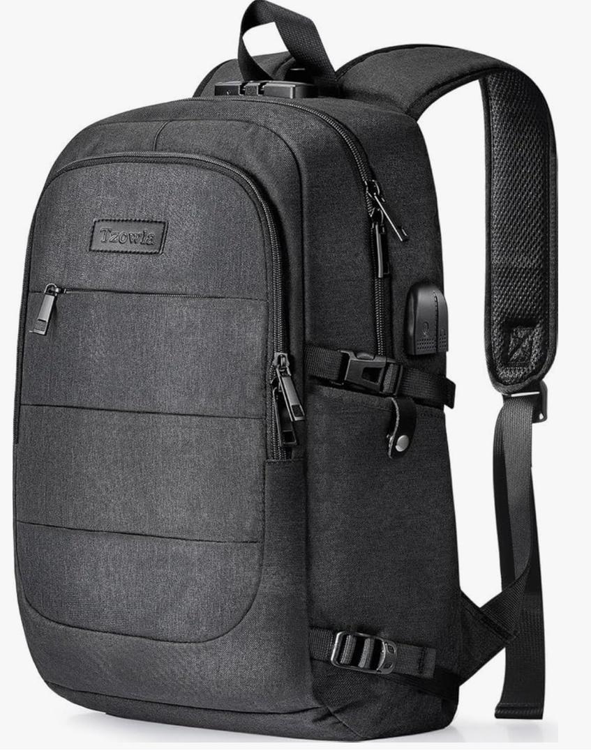 Tzowla Travel Laptop Backpack Water Resistant Anti-Theft Bag with USB Charging Port and Lock 15.6 Inch Computer Business Backpacks for Women Men Work College Gift,Casual Daypack