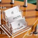 SEVENY Business Card Holder, Clear Acrylic Cards Organizer Stand for Men and Women, Business Cards Case Rack 1 Pack, Holds 180 Cards-3 Slot