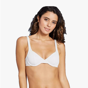 Women's Juniors' Ribbed Underwire Bikini Top - (XSmall, White)