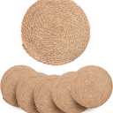 12" Round Woven Placemats Plate Chargers Set of 6, Farmhouse Rustic Boho Woven Place Mats for Dining Table Decor, Rattan Wicker Table Mats Jute Braided Chargers for Dinner Plates Wedding Tablescape (Natural)