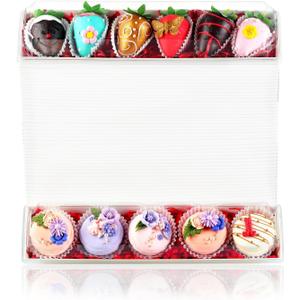 50 Pack 12 x 2.8 x 2.4 Inches Chocolated Covered Strawberries Boxes Macaron Boxes with Clear Lids, 12 Inches Long Bakery boxes with Window for Chocolate,truffle,Cocoa Bombs,Cookies (White)