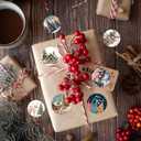 1000Pcs Christmas Stickers, 2 Rolls Round Stickers in Roll Rustic Christmas Tree Wreath Elk Truck Patterns Label Stickers for Xmas Seals Cards Presents Envelopes