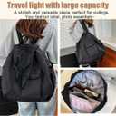 Travel Backpack for Women Lightweight Waterproof, Ladies Casual Large Nylon Handbag Shoulder Bag for School Work (Black) (Black)