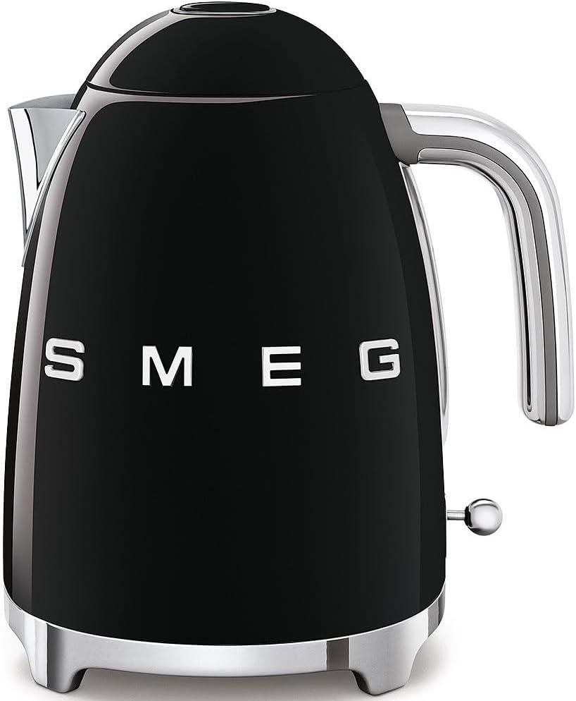 SMEG 50's Retro Style Electric Water Kettle with Automatic Shutoff, Removable Base, and Water Indicator, KLF03BLUS, Black (1.8 Quarts)