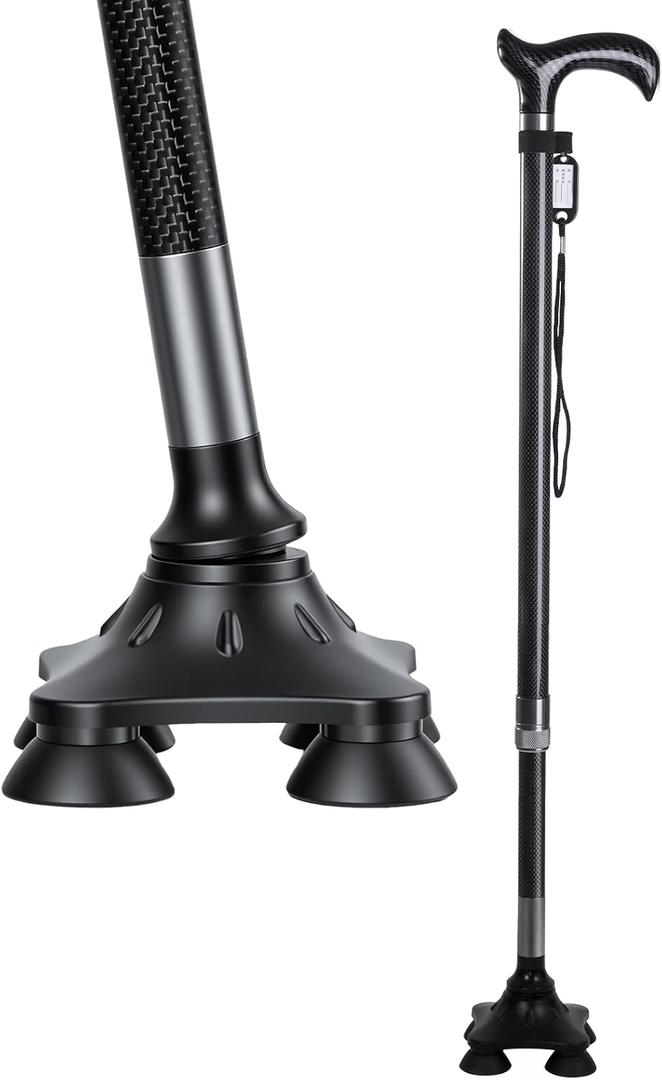 Carbon Fiber Walking Cane for Men and Women, Ultra Lightweight Adjustable Height Walking Stick with Non-Slip Base for Stable Support, Durable Daily Mobility Aid for Elderly and Outdoor Use