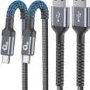 USB to USB C Cable 3A Fast Charging [2 Pack, 6FT], USB A to USB C Charger Cord, Upgraded Extra Durable Braided USBC Cable Compatible with iPhone 17 16 15 Pro Max,Samsung Galaxy S10 S9, LG and More (Grey)