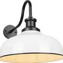 Outdoor Barn Light,16 Inch Dome Outdoor Wall Sconce Farmhouse Exterior Wall Mount Light Vintage Wall Lighting Fixture Industrial Wall Lantern for Porch, Entryway, Garage, RZ007L WH