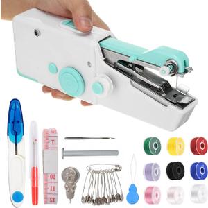 Handheld Sewing Machine for Beginners, Mini Sewing Machine for Quick Stitching with Sewing Kits Suitable for Home,Travel,DIY (Blue)